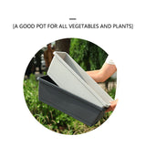 14 Inch Black Plastic Rectangular Window Planter Box, Window Vegetable Planter Box with Trays, 2025 New Vuyungers Rectangular Flower Pots for Windowsill, Garden, Balcony, Patio Black