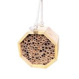 Bee House for Garden, Natural Wooden Bee Habitat with Metal Ground Stake, Attracts Pollinators, Improve Garden Productivty, Outdoor Decoration