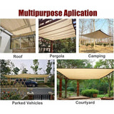 Rectangular Shade Net, Outdoor Lightweight Shade Cloth for Awning Pool Garage, Shade Cloth with Heavy Duty Grommets, Beige, 3 x 6m