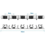 Wall Mounted Broom Holder, Stainless Steel Broom Holder, Storage Hanger Rack for Kitchen, Laundry Room, Garage Organization, 5 Slots and 4 Hooks
