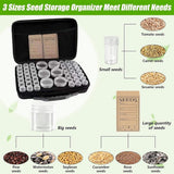 48 Slots Seed Storage Organizer with Seed Jars, Label Stickers and Funnel, Garden Seed Saving Box for Flowers, Plants and Vegetables, Black, Seeds Not Included