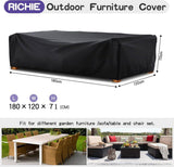 Outdoor Garden Furniture Cover Waterproof Anti-UV Rectangular Patio Table Cover for Rattan Furniture Sets, 180x120x71cm, Black