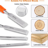 4 Piece Wood Chisel Sets Woodworking Tools Set, Wood Chisels for Woodworking with Steel Hammer End, Wood Tools Chisel Set Woodworking with Ergonomic Plastic Handle, 6mm, 12mm, 18mm, 24mm