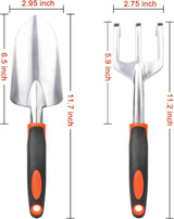 Garden Tool Set, 2 Pack Heavy Duty Gardening Tools Set Include Garden Shovel and Hand Rake Claw Tool with Ergonomic Handle, Small Gardening Hand Tools for Digging Weeding Planting Transplanting