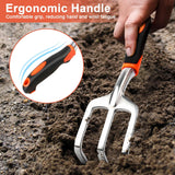 Hand Rake Garden Tool, Heavy Duty Hand Cultivators for Gardening + Garden Shovel Trowel Garden Tool with Measurement Mark