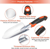 Garden Shovel Garden Hand Trowel, Heavy Duty Hand Shovel with Ergonomic Handle + Hand Rake Garden Tool, Heavy Duty Hand Cultivators for Gardening, Small Garden Claw Tool