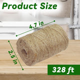 4 Pack Natural Jute Twine String (328 ft Each), 3-Ply Durable Brown Craft Twine for Gardening, Gift Wrapping, Flower Bouquet, Arts & Crafts, Hemp & Burlap String for DIY Projects
