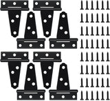 8 Pcs T Strap Gate Hinges, Heavy Duty 2 inch Barn Door Hinges, Black Tee Shed Hinge with Mounting Screws for Barn Door, Shed or Wooden Fences
