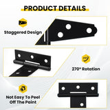 8 Pcs T Strap Gate Hinges, Heavy Duty 2 inch Barn Door Hinges, Black Tee Shed Hinge with Mounting Screws for Barn Door, Shed or Wooden Fences