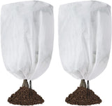 2 Pack Frost Protection Plant Covers White Frost Resistant Fabric Tree Cover with Drawstring Outdoor Greenhouse Winter Protection for Plants Shrubs Potted Plants