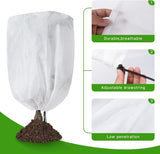 2 Pack Frost Protection Plant Covers White Frost Resistant Fabric Tree Cover with Drawstring Outdoor Greenhouse Winter Protection for Plants Shrubs Potted Plants