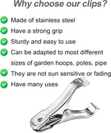 40 Pack Stainless Steel Plant Clips Strong Grip Garden Clamps for Greenhouse Netting Plant Support Greenhouse Accessories