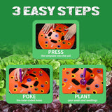 Round Seed Planting Template by  – Patented Color-Coded Garden Spacing Tool Kit with Seed & Seedling Spacer, Dibber with Seed Spoon & Laminated Vegetable Growing Guide