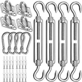 Sun Shade Sail Hardware Kit 6 Inch for Rectangle & Triangle Shade Sail Install, Stainless Steel Shade Sail Fixing Accessories for Outdoor Patio Canopy Garden, Heavy Duty Awning Attachment Set (44 Pcs)