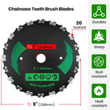 (2-Set) 9" x 20T Chainsaw Tooth Brush Blades - Weed Eater Saw Blade Kit with 2 Carbon Steel Round Chainsaw Blades, 3 Round Files, and 4 Washers for Brush Cutters, String Trimmers, and Weed Wreckers
