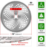 (2-Set) 10" x 80T Carbide Tip Brush Blades – for Cutter, Trimmer, Weed Eater | Made from Premium Stainless Steel That Lasts Long | Cuts Like Butter