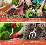 Garden Tools Set, 8 Piece Gardening Tools Set with Non Slip Ergonomic Handle+ Trimmer Shoulder Strap for Weed, Adjustable Shoulder Straps Pads