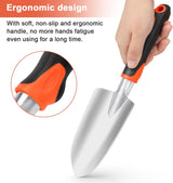 Garden Shovel Garden Hand Trowel, Heavy Duty Hand Shovel with Ergonomic Handle + Garden Tools Set, 8 Piece Gardening Tools Set with Non Slip Ergonomic Handle