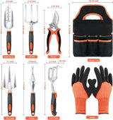 Garden Shovel Garden Hand Trowel, Heavy Duty Hand Shovel with Ergonomic Handle + Garden Tools Set, 8 Piece Gardening Tools Set with Non Slip Ergonomic Handle