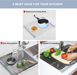 Over The Sink Dish Drying Rack，Foldable Dish Drainer, Gray +Aluminum Alloy Lawn and Garden Hand Tools for Planting