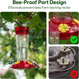 Plastic Hummingbird Feeder, 2-Pack 14 OZ Ant & Bee Proof Hummingbird Feeders for Outdoors Hanging, Leak-Proof Nectar Feeders with 4 Feeding Ports and Perches, Gifts for Mom, Birdlovers