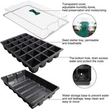 Petluno 4-piece seedling trays, 24-cell plastic seedling propagation trays, flower seed growing containers with adjustable ventilation openings for greenhouse, garden, home (with lids and bases)
