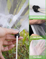 4 Packs Bird Netting Pest Barrier with Drawstring, 4.9Ft x 3.3Ft+3.3FT x 2.7FT Garden Tree Netting Pest Barrier Fruit Covers Prevent Fruits Plants from Squirrel Bird Insect Deer Animals