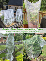 4 Packs Bird Netting Pest Barrier with Drawstring, 4.9Ft x 3.3Ft+3.3FT x 2.7FT Garden Tree Netting Pest Barrier Fruit Covers Prevent Fruits Plants from Squirrel Bird Insect Deer Animals