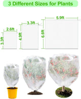4 Packs Bird Netting Pest Barrier with Drawstring, 4.9Ft x 3.3Ft+3.3FT x 2.7FT Garden Tree Netting Pest Barrier Fruit Covers Prevent Fruits Plants from Squirrel Bird Insect Deer Animals