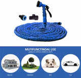 Expandable Garden Hose (16ft to 50ft), Aluminium Connector with 7 Functioning Nozzles, Multi-Purpose Garden Hose Sprayer, Garden Patio Sprayer for Watering Plants, Cleaning Cars or Pets (Blue)