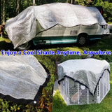 70% Aluminet Shade Cloth 6.5 ft x 10 ft-Fabric Sun Block Sun Reflect-Free 12pcs 6" Ball Bungee