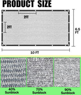70% Aluminet Shade Cloth 6.5 ft x 10 ft-Fabric Sun Block Sun Reflect-Free 12pcs 6" Ball Bungee