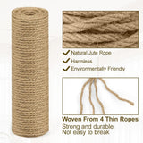 10m jute rope - 8mm thick jute rope - naturally braided jute garden rope for cat scratching post rope - gardening - camping - decoration - gift wrapping and craft decoration (brown)