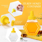 64 Pcs 7 oz Honey Squeeze Bottle Plastic Empty Beehive Bottle Jar with Spout Lid Clear Refillable Honey Containers for Condiment Storing and Dispensing Dispenser (Hexagon)