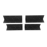Four black metal mounting brackets arranged in a 2x2 grid on a plain white background.