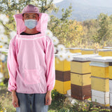 Outdoor Beekeeping Protective Veil Jacket Breathable Bee Suit Beekeeper Supplies AccessoryPink