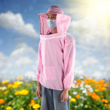 Outdoor Beekeeping Protective Veil Jacket Breathable Bee Suit Beekeeper Supplies AccessoryPink