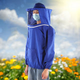 Outdoor Beekeeping Protective Veil Jacket Breathable Bee Suit Beekeeper Supplies AccessoryBlue