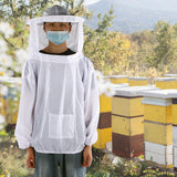 Outdoor Beekeeping Protective Veil Jacket Breathable Bee Suit Beekeeper Supplies AccessoryWhite
