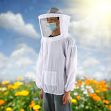 Outdoor Beekeeping Protective Veil Jacket Breathable Bee Suit Beekeeper Supplies AccessoryWhite
