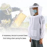Outdoor Beekeeping Protective Veil Jacket Breathable Bee Suit Beekeeper Supplies AccessoryWhite