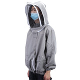 Beekeeping Protective Veil Jacket Bee Suit Smock with Double Zippers Beekeeper AccessoryGray