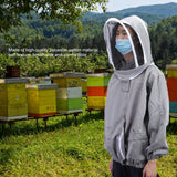 Beekeeping Protective Veil Jacket Bee Suit Smock with Double Zippers Beekeeper AccessoryGray