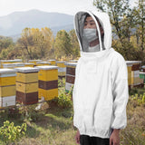 Beekeeping Protective Veil Jacket Bee Suit Smock with Double Zippers Beekeeper AccessoryWhite