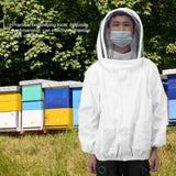 Beekeeping Protective Veil Jacket Bee Suit Smock with Double Zippers Beekeeper AccessoryWhite