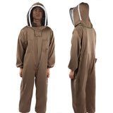 Beekeeping Protective Suit Breathable Bee Suits Smock with Zipper for Beekeepers Light BrownXXL