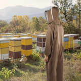 Beekeeping Protective Suit Breathable Bee Suits Smock with Zipper for Beekeepers Light BrownXXL