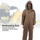 Beekeeping Protective Suit Breathable Bee Suits Smock with Zipper for Beekeepers Light BrownXXL