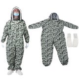 Double Zippers One Piece Bee Suit Beekeeping Protective Clothes with Gloves for Beekeeper(1 Pair XL Gloves XL Bee Suit )