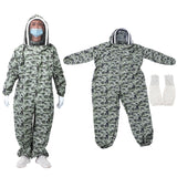 Double Zippers One Piece Bee Suit Beekeeping Protective Clothes with Gloves for Beekeeper(1 Pair XXL Gloves XXL Bee Suit )